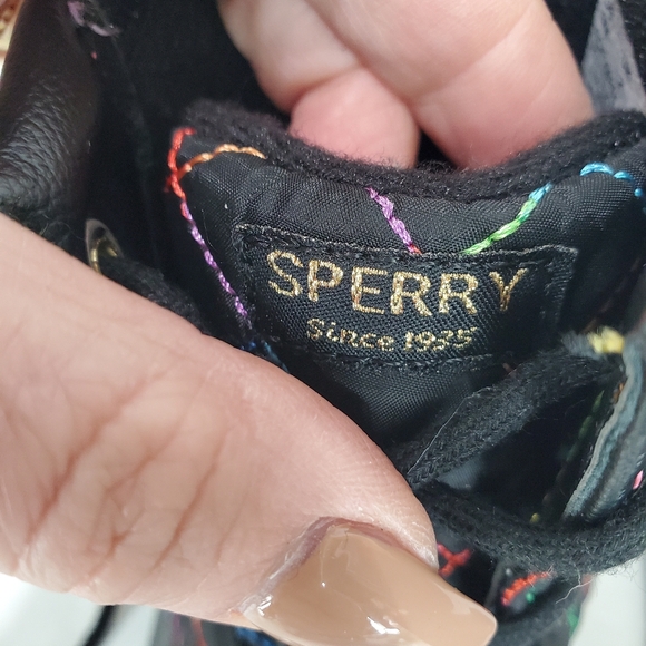 SPERRY GIRLS PORT BOOT RAIN BOOT - BLACK RAINBOW 3M DUCK BOOTS - Picture 12 of 13